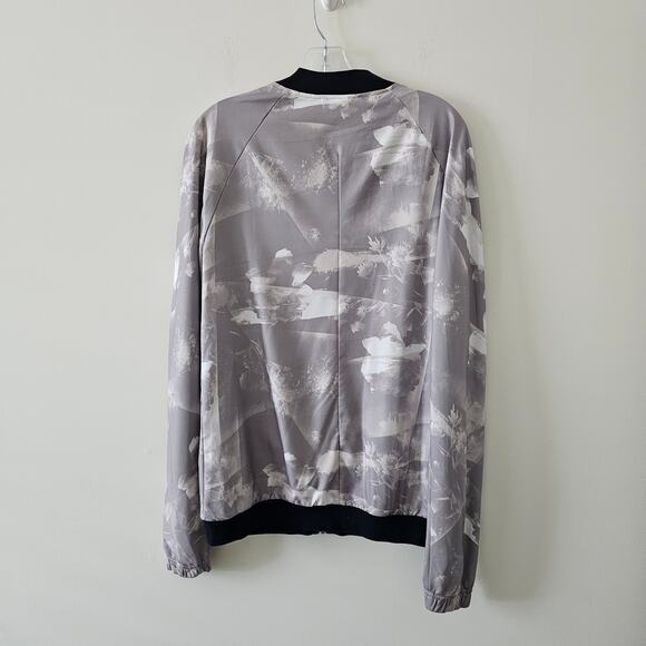 Adidas Men's Grey Zip up Bomber Windbreaker Jacket Size M - Picture 2 of 4